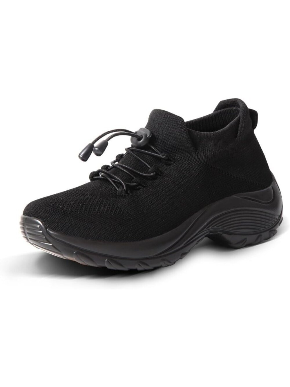 Women's Black Orthopedic Breathable Slip on Trainers Thick Bottom Sneaker Shoes